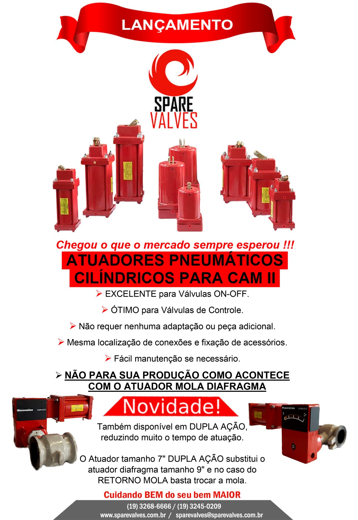 ATUADOR PNEUMÁTICO CILINDRICO PARA CAMFLEX II - SPARE VALVES